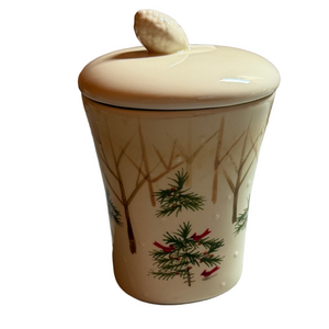 Festive Hallmark Cream Ceramic Tart warmer with Lid